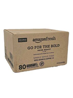 AmazonFresh 80 K-Cups Go For The Bold Dark Roast Arabica Coffee Keurig Brewer